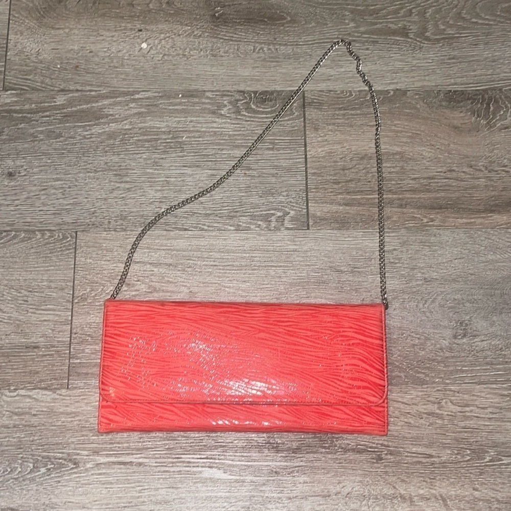 CARLOS FALCHI FATTO A MANO WMN RED PINK ZEBRA SUEDE DESIGNER SHOULDER BAG CHAIN